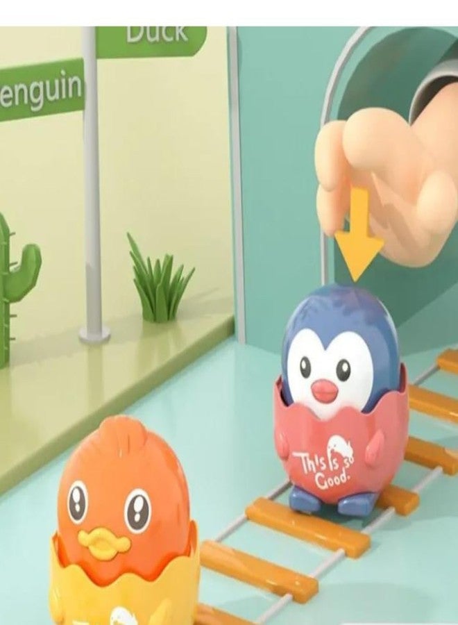 Munmoll Wind Up Animal Two-in-one Inertia Penguin Toy Car Penguin Shapes Manually Press Push Slide Cartoon Animal Toy for Kids Infant Toddler Boy Girl Multicolor (Pack of 1) - Image 5